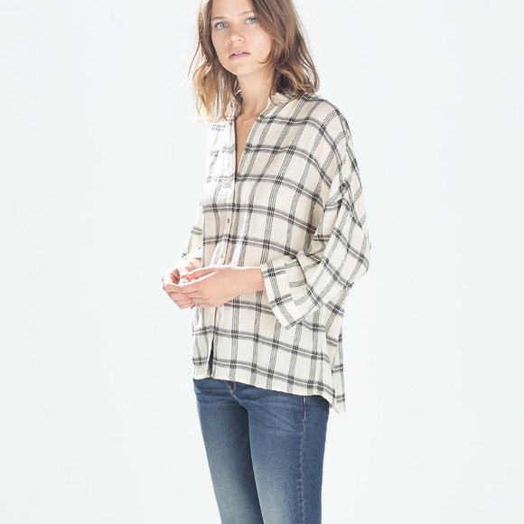 Zara Tops - Zara Oversized Gauze Button Down Shirt Blouse